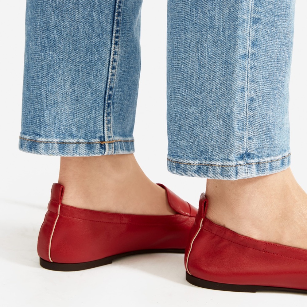 Everlane The Day Loafer Leather Shoes Deep Red - Picture 2 of 8